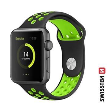 Swissten Silikonska narukvica za Apple watch, black/green (42, 44, 45, 49) mm