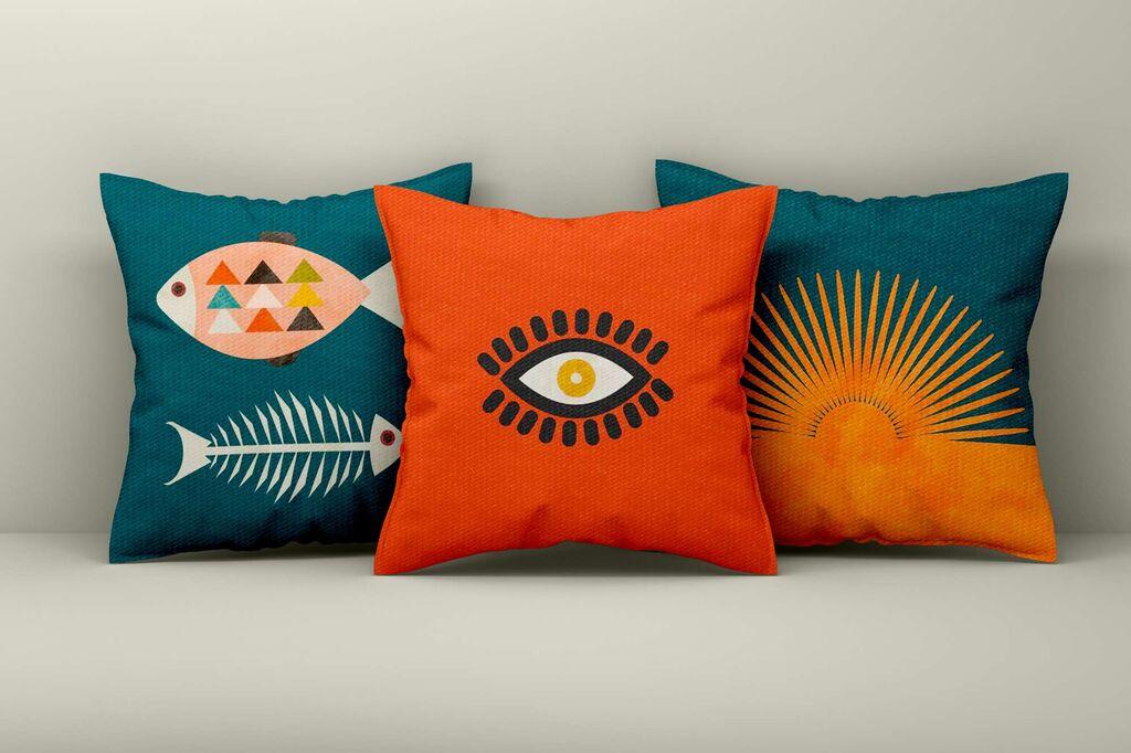 Aberto Design Set ukrasnih jastučnica Asr_plw25-12, 43x43 cm, 3 komada, Šarene