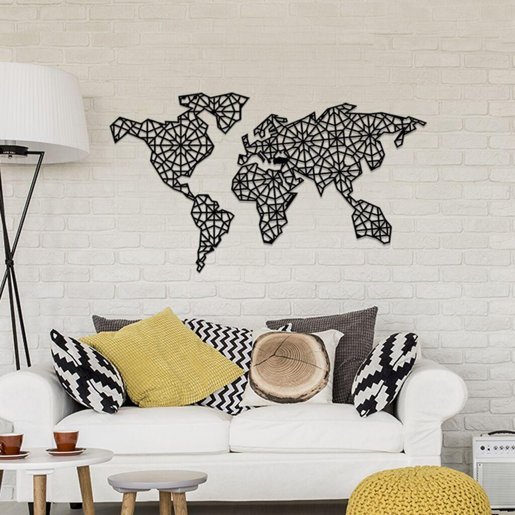 Wallxpert Zidna dekoracija Svijet je moj, 120x64cm, Crna
