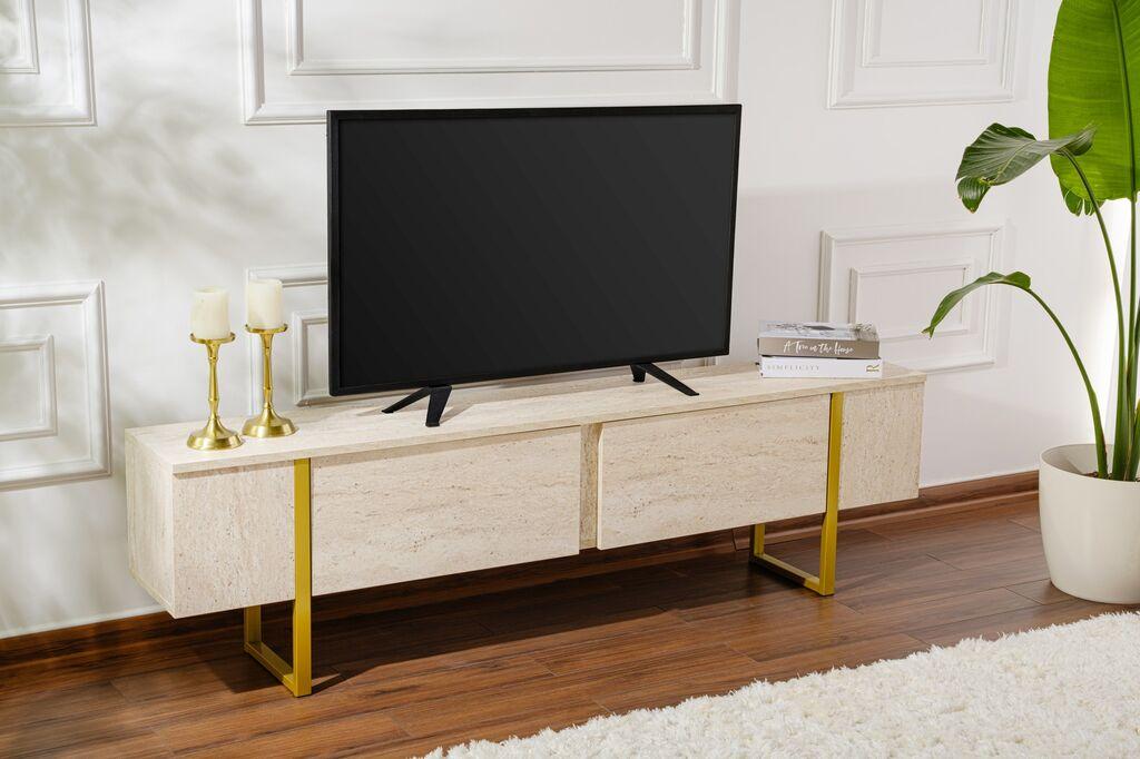 Nordure TV komoda Serenity, 180x50x29,5 cm, bež-zlatna