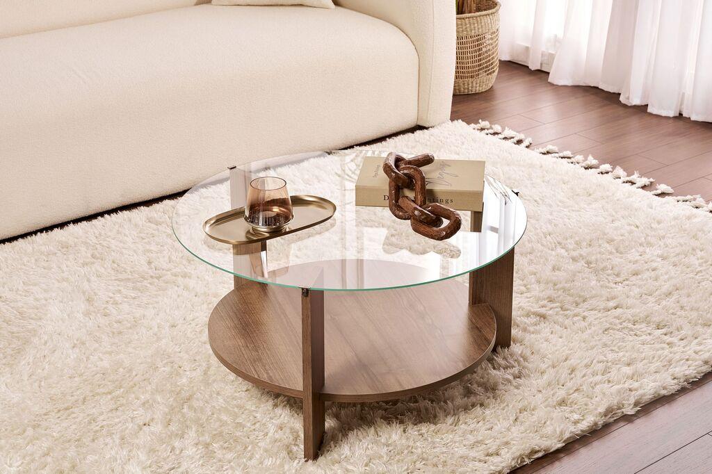Nordure Klub sto Clara, 75x40x75 cm, Orah-prozirni