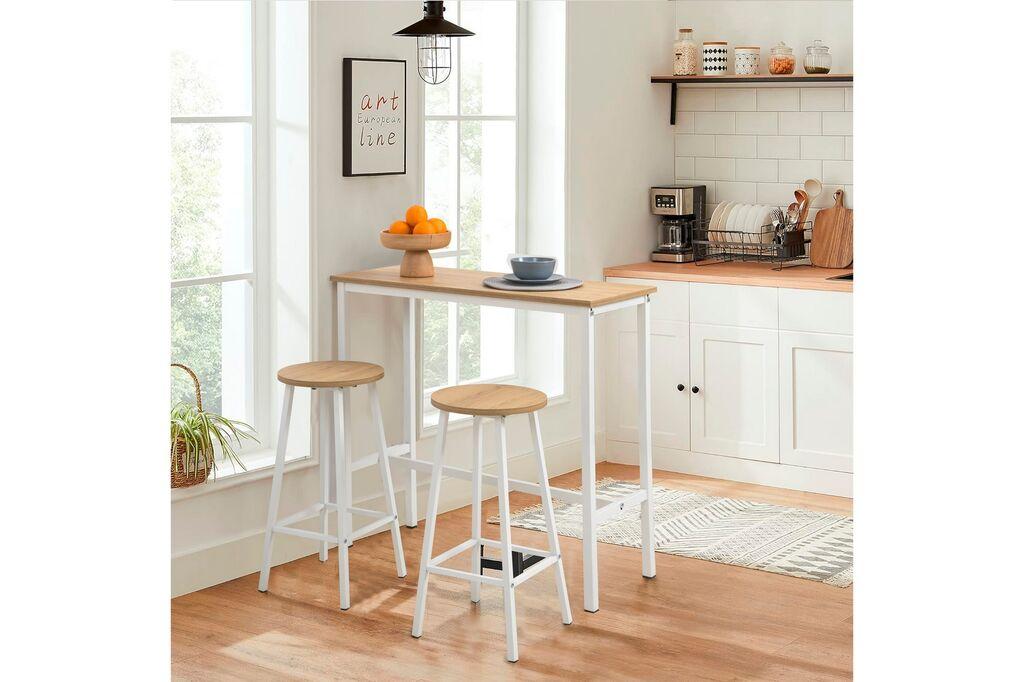 Hanah Home Barski set stol i stolice Mola Set 100, 100x90x40 cm, Bijela