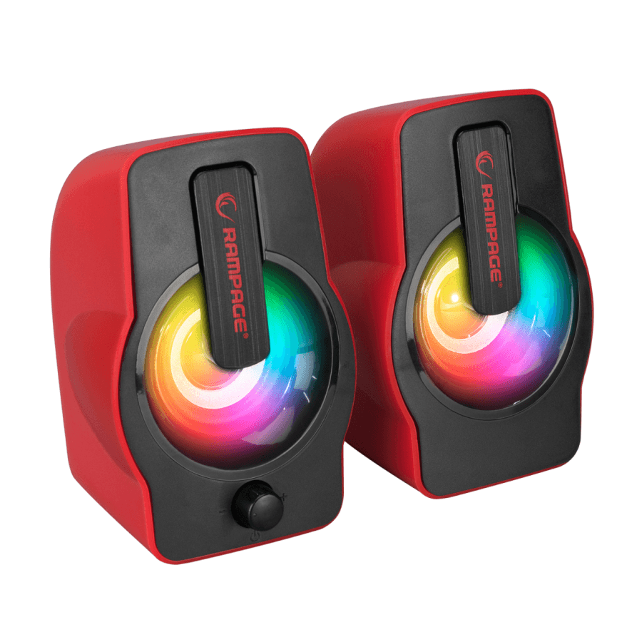 Rampage zvučnici 2.0 gaming RMS-G7 FALSETTO, 6V, RGB LED, 3.5mm + USB napajanje, crveni